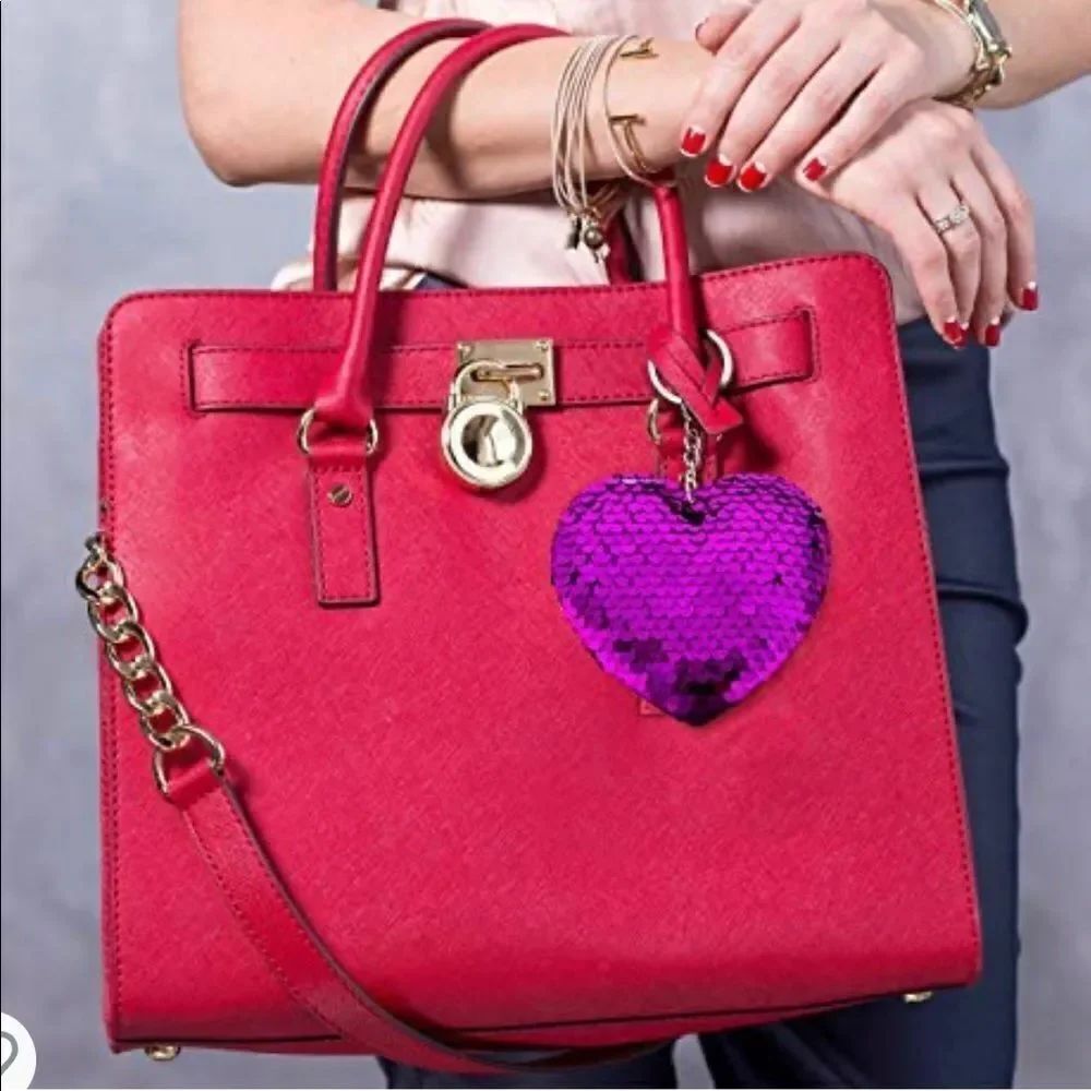 Purple Sequin Heart Keychain